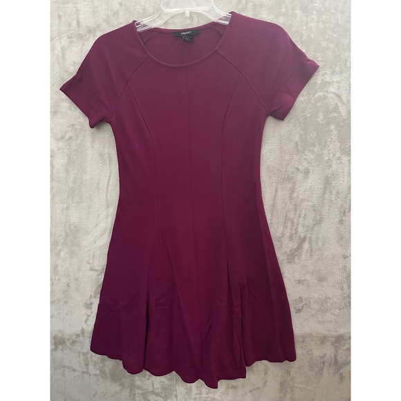 Forever 21 Womens Medium Purple Fit & Flare Short Sleeve Mini Dress - Picture 1 of 7